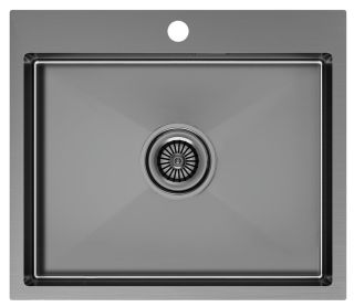 Мойка кухонная Paulmark Kroner PM215951-GM воронёная сталь